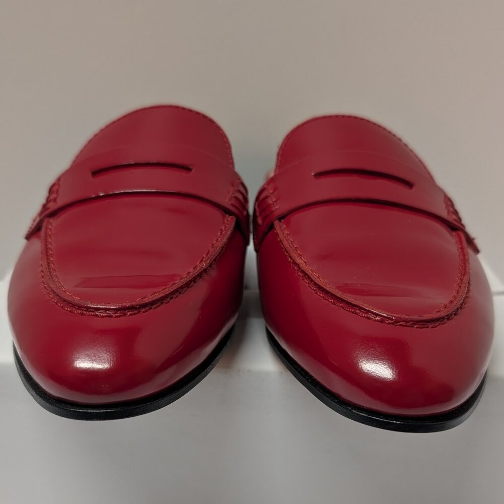 J. Crew Academy Penny-Loafer Mules in Cherry Apple Red Patent Leather - Picture 9 of 16
